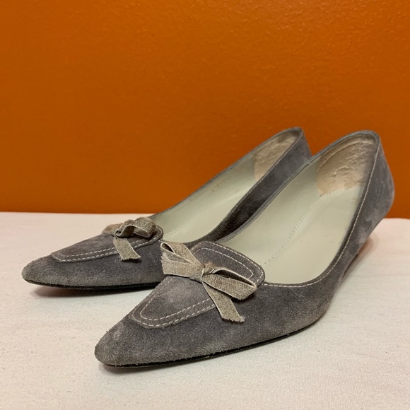 Delman Shoes - DELMAN Shoes Heels Pumps Bow  Suede  Size 6 1/2